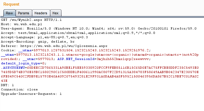 request to the server is sent together with a predetermined session token