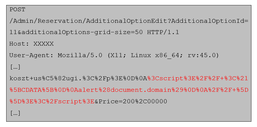 Anforderungsfragment mit rot markiertem bösartigen Code