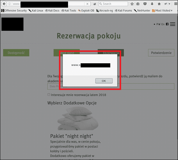 Ausführen von bösartigem Code im Browser des Opfers durch eine Aktion, die eine Warnung anzeigt