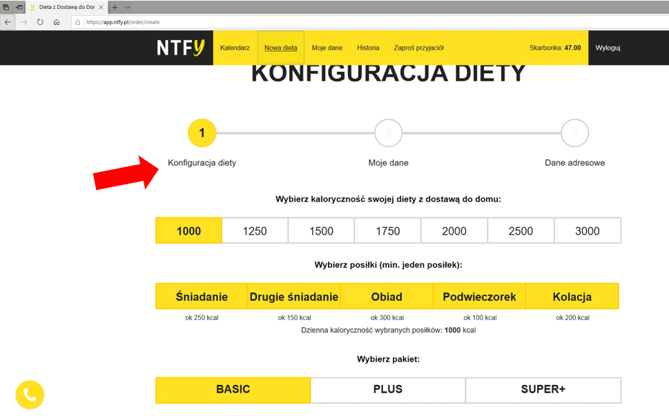 konfiguracja diety nice to fit you aplikacja webowa