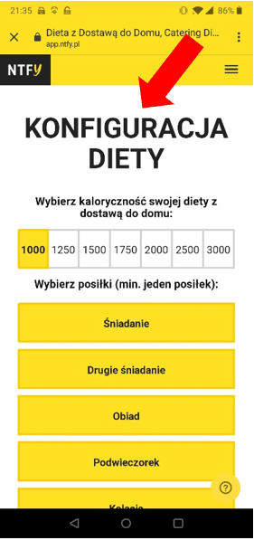 konfiguracja diety ntfy aplikacja mobilna