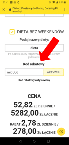kod rabatowy ntfy aplikacja mobilna