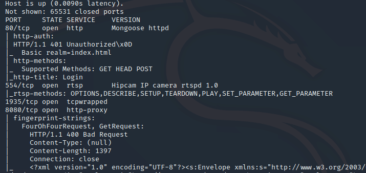 scansione della fotocamera nmap