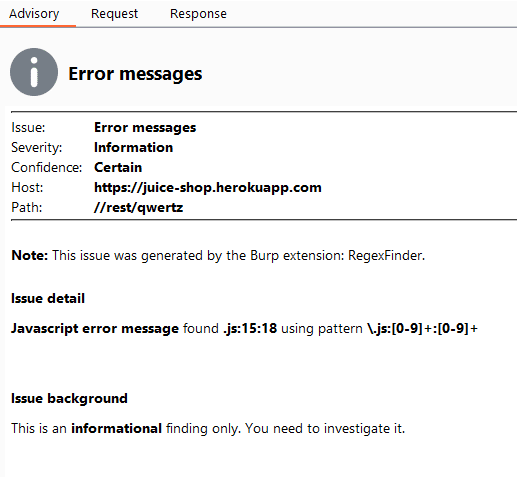 RegexFinder error message